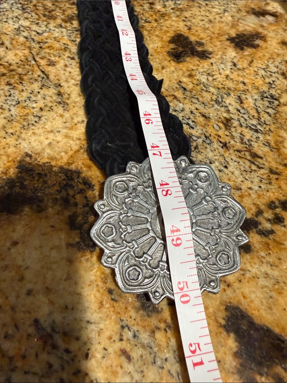 Vintage Everything Braided Black Concho Belt with Metal  Medallion - Picture 8 of 13